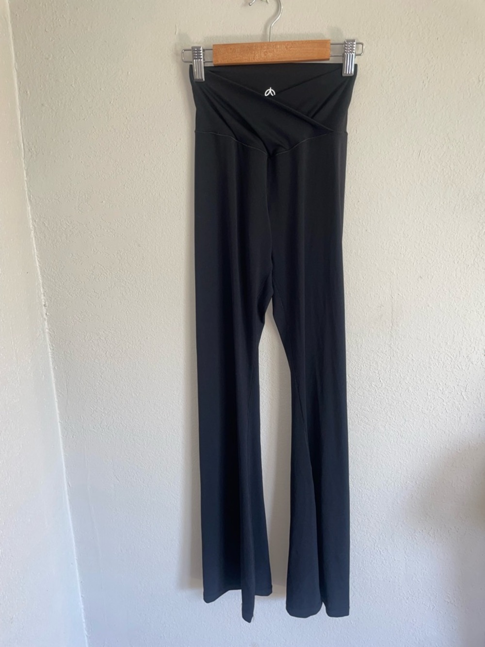 Black Flare Yoga Pants with Crossover Waistband Sunzel Small